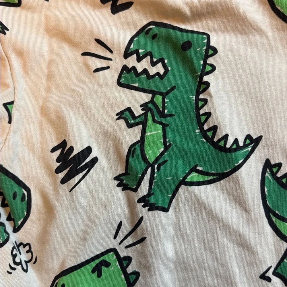 H&M Cream graphic Sweatshirt 2T Green Dinosaur crew neck unisex cotton